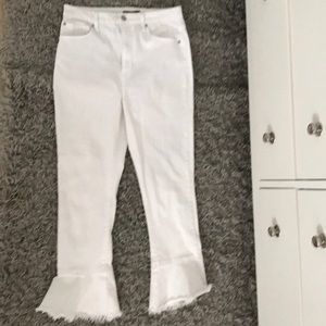 White flare jeans